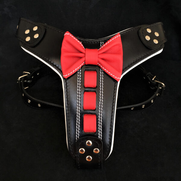 Ham din Piele cu Papion Bowtie Bestia, M, Negru/Rosu, Confortabil