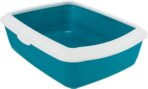 Litieră Trixie Classic cu Ramă Albastru Petrol/Alb - 37x15x48 cm