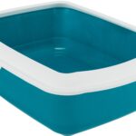 Litieră Trixie Classic cu Ramă Albastru Petrol/Alb - 37x15x48 cm
