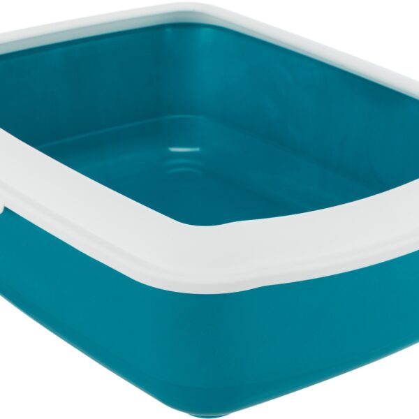 Litieră Trixie Classic cu Ramă Albastru Petrol/Alb - 37x15x48 cm