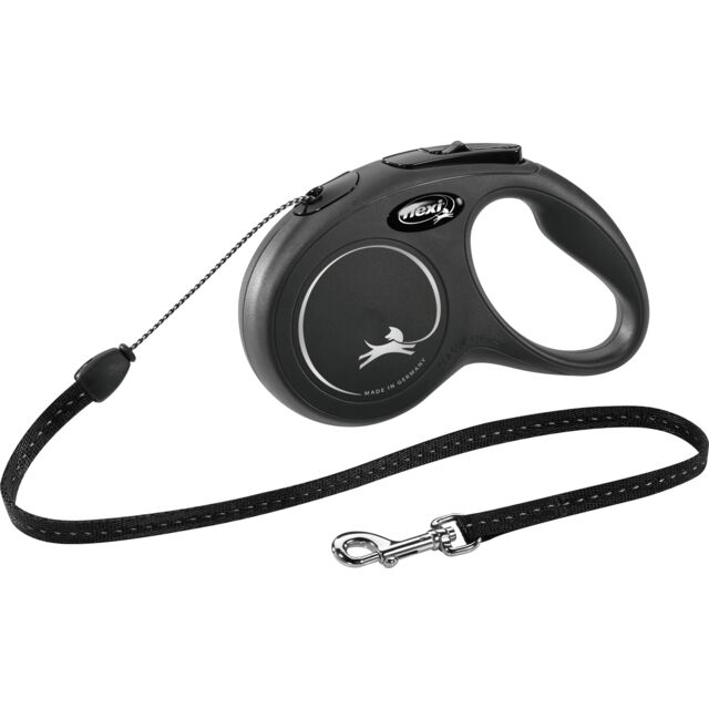 Lesa retractabilă Flexi Classic pentru câini, 5m, Neagră, 12kg Lesa retractabilă Flexi Classic pentru câini, 5m, Neagră, 12kg