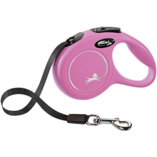 Lesa retractabilă Flexi Classic XS, 3m, 12kg, Roz - Siguranță și Control