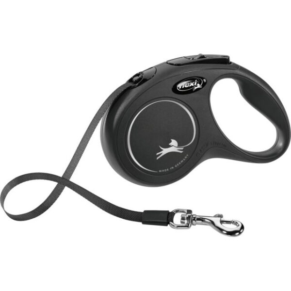 Lesa retractabilă Flexi Classic 5m, pentru câini până la 15 kg, Negru