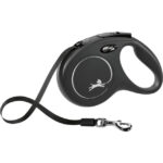 Lesa retractabilă Flexi Classic M, 5m, 25kg, Negru - pentru câini