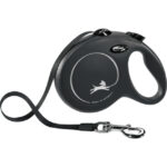 Lesa retractabilă Flexi Classic, 5 m, Negru - pentru câini até 50 kg
