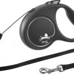 Lesa Flexi Black Design retractabilă, 5m, 12kg, neagră, elegantă