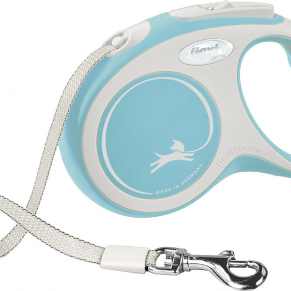 Lesa retractabilă Flexi Comfort pentru câini, 5 m, Albastru Deschis