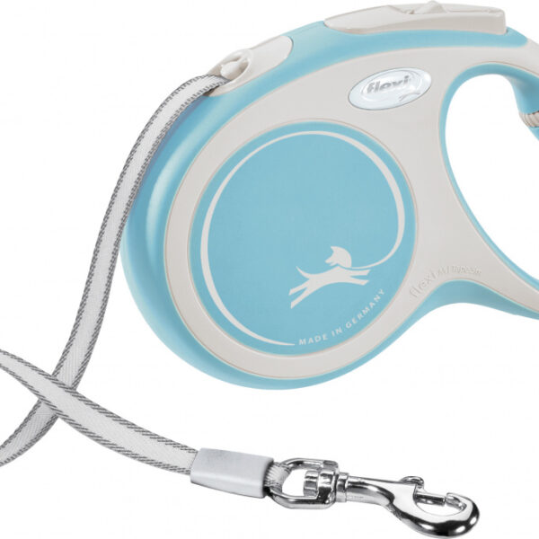 Lesa retractabilă Flexi Comfort M, 5 m, 25 kg, Albastru Deschis