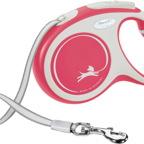Lesa retractabilă Flexi Comfort, 5 m, 25 kg, roșie pentru câini