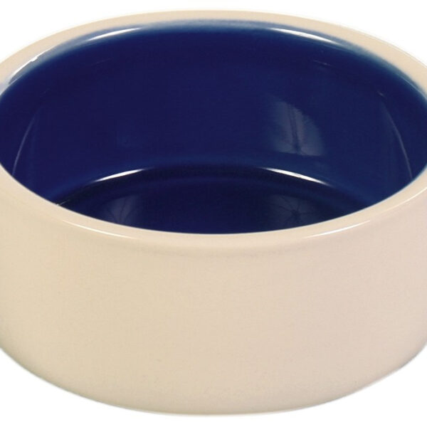 Castron Ceramic Trixie 0.35L, 12 cm - Crem și Albastru pentru Câini