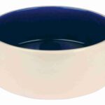 Castron Ceramic Trixie 2.3L, 22 cm, Crem/Albastru pentru Câini