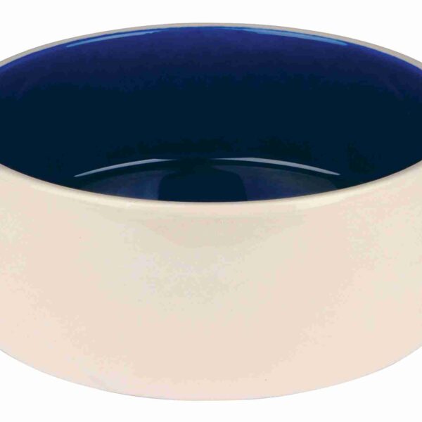 Castron Ceramic Trixie 2.3L, 22 cm, Crem/Albastru pentru Câini