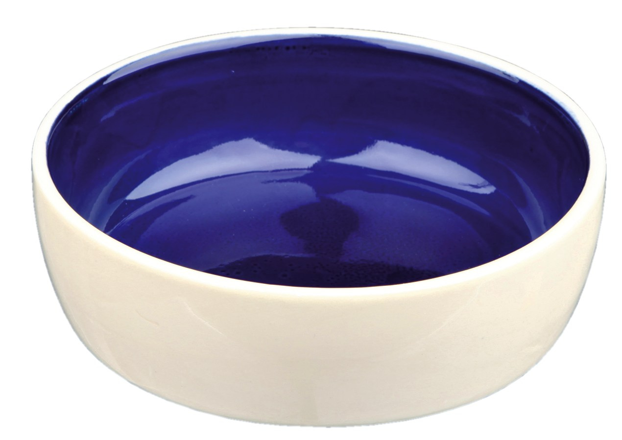 Castron Ceramic Trixie pentru Pisici, 0.3 l, Crem/Albastru, 13 cm Castron Ceramic Trixie pentru Pisici, 0.3 l, Crem/Albastru, 13 cm