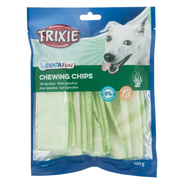 Chips-uri Denta Fun cu Spirulina pentru câini, 100 g - Trixie Chips-uri Denta Fun cu Spirulina pentru câini, 100 g - Trixie