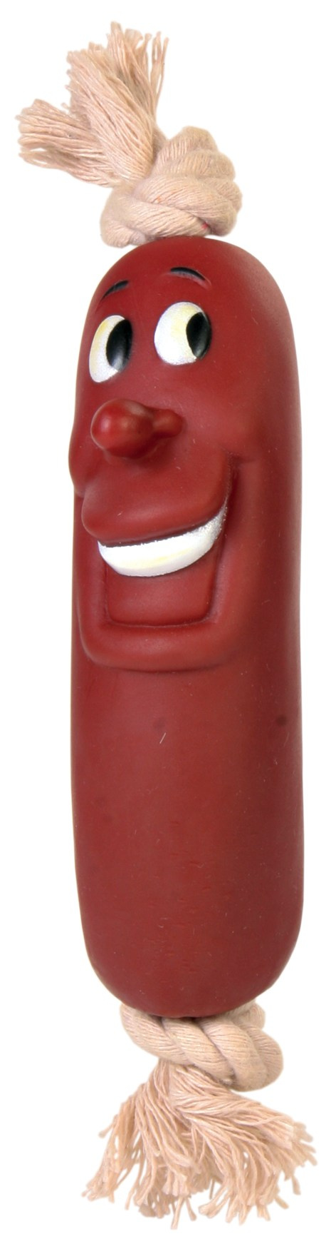 Jucărie pentru câini Trixie - cârnat pe sfoară, 11 cm, fără sunet Jucărie pentru câini Trixie - cârnat pe sfoară, 11 cm, fără sunet