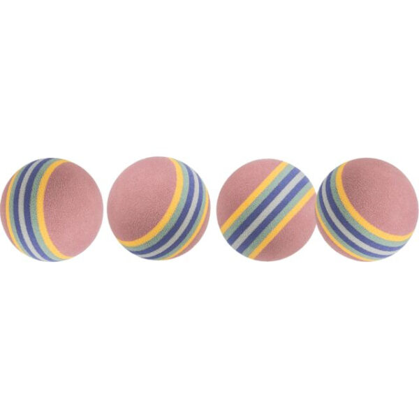 Set 4 Mingi Curcubeu pentru Pisici Trixie - Jucării din Spumă 4 cm