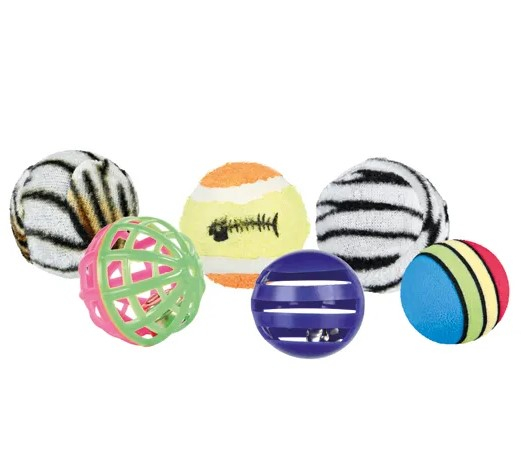 Set 6 Mingi Colorate pentru Pisici - Jucărie Trixie 4 cm Set 6 Mingi Colorate pentru Pisici - Jucărie Trixie 4 cm
