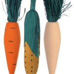 Set 3 Jucării Rontăit Iepuri și Porcușori din Lemn și Paie, 10 cm