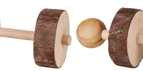 Set Jucării Trixie pentru Rozătoare - 2 Gantere din Lemn Natural