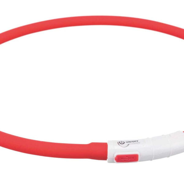 Zgarda LED Trixie Roșie, USB Reîncărcabilă, Ajustabilă XS-XL