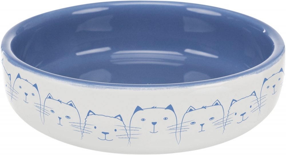 Castron Ceramic Igienic pentru Pisici, 0.3 l, Albastru/Alb - Trixie Castron Ceramic Igienic pentru Pisici, 0.3 l, Albastru/Alb - Trixie