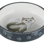Castron Ceramic Gri pentru Pisici, 0.3 l, 15 cm - Trixie