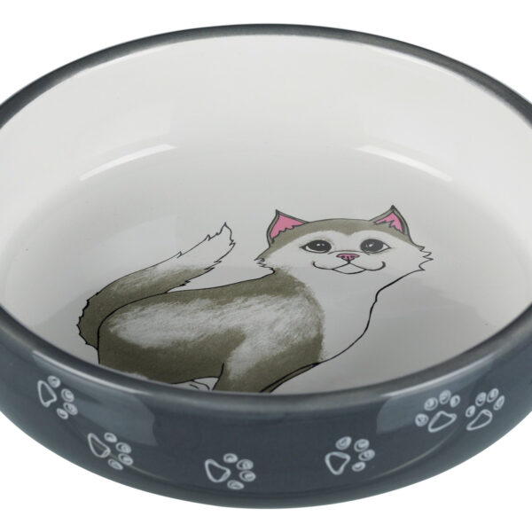 Castron Ceramic Gri pentru Pisici, 0.3 l, 15 cm - Trixie