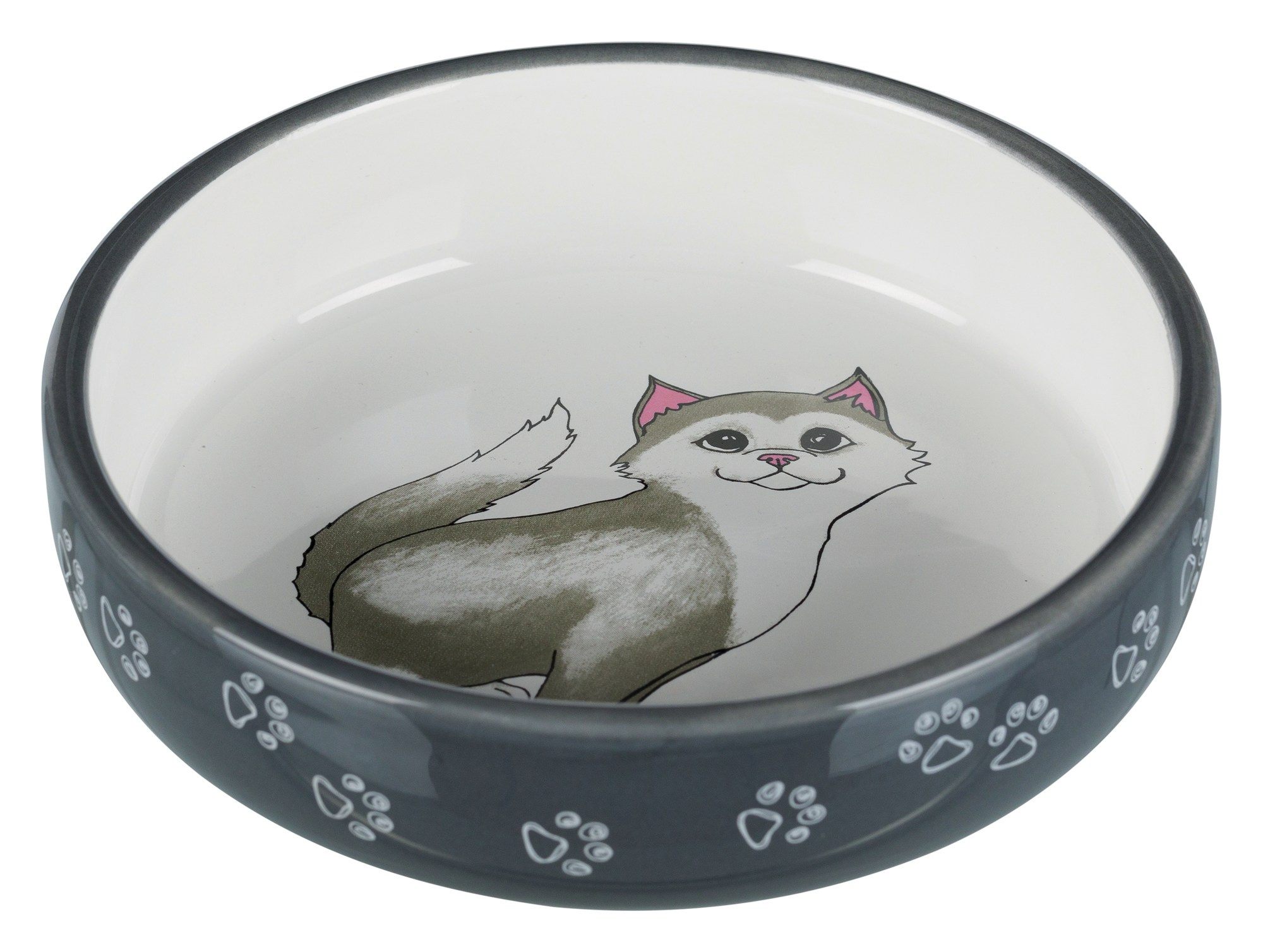 Castron Ceramic Gri pentru Pisici, 0.3 l, 15 cm - Trixie Castron Ceramic Gri pentru Pisici, 0.3 l, 15 cm - Trixie
