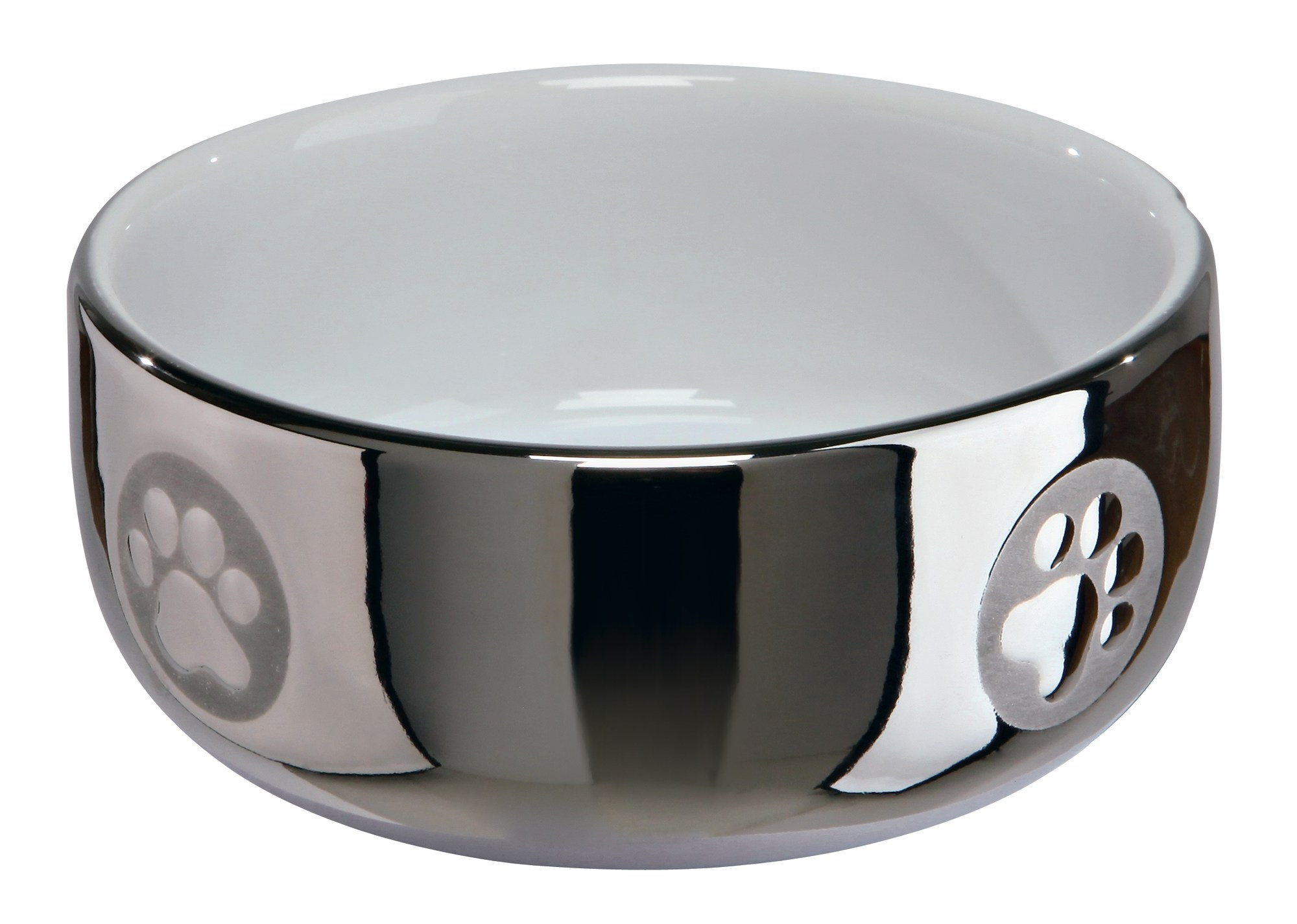 Castron Ceramic Argintiu/Alb pentru Pisici, 0.3 l, 11 cm, Trixie Castron Ceramic Argintiu/Alb pentru Pisici, 0.3 l, 11 cm, Trixie