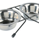 Set 2 Castroane Inox cu Suport Metalic - Trixie, 0.2L, Antialunecare