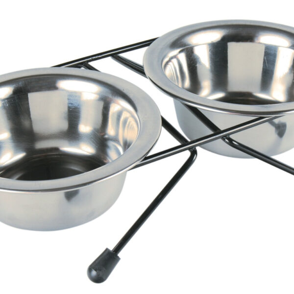 Set 2 Castroane Inox cu Suport Metalic - Trixie, 0.2L, Antialunecare