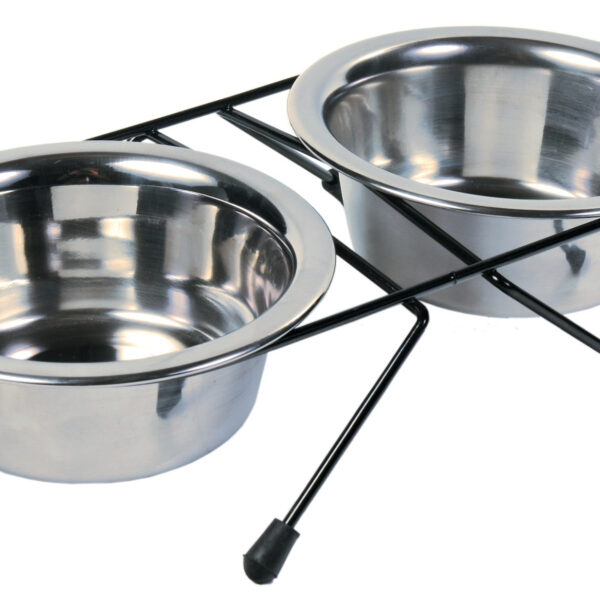 Set 2 Boluri Inox cu Suport Metalic Antialunecare - Trixie