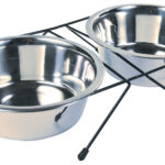 Set 2 Castroane Inox cu Suport Metalic, Antialunecare, Trixie
