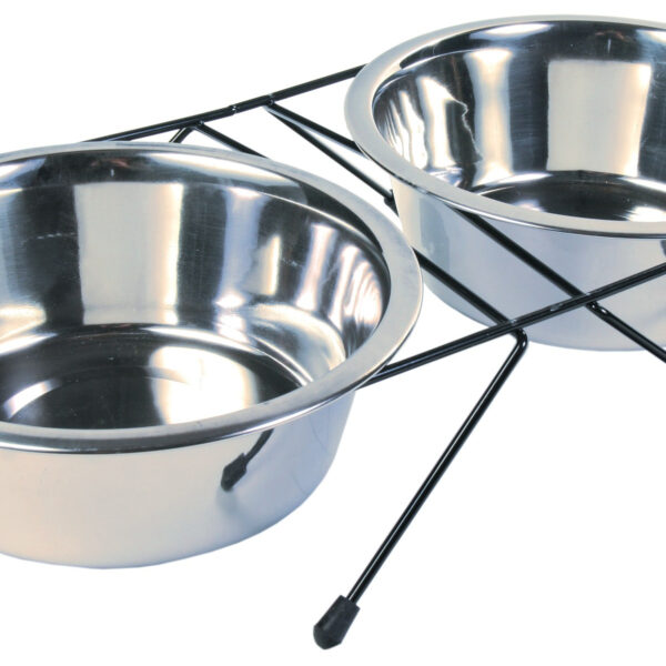 Set 2 Castroane Inox cu Suport Metalic, Antialunecare, Trixie