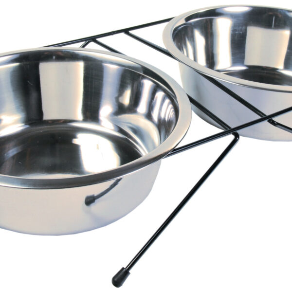 Set 2 Boluri Inox cu Suport Metalic și Piciorușe Anti-alunecare