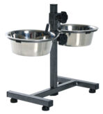 Stativ Reglabil Trixie cu 2 Castroane Inox 0.75 l, 15 cm