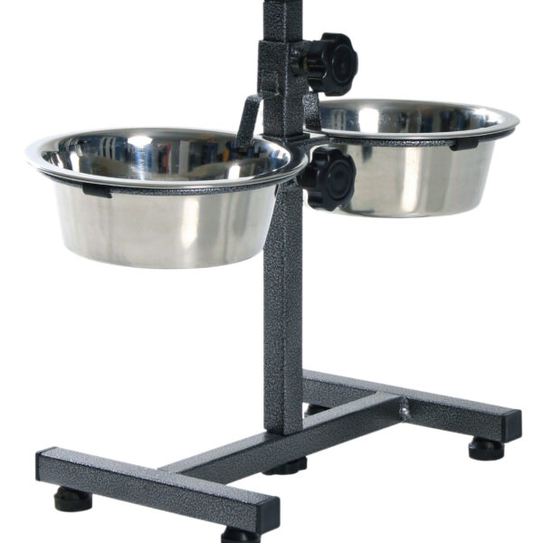 Stativ Reglabil Trixie cu 2 Castroane Inox 0.75 l, 15 cm