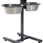 Stativ Reglabil cu 2 Castroane Inox Trixie, 2.8 l, Suport Ajustabil