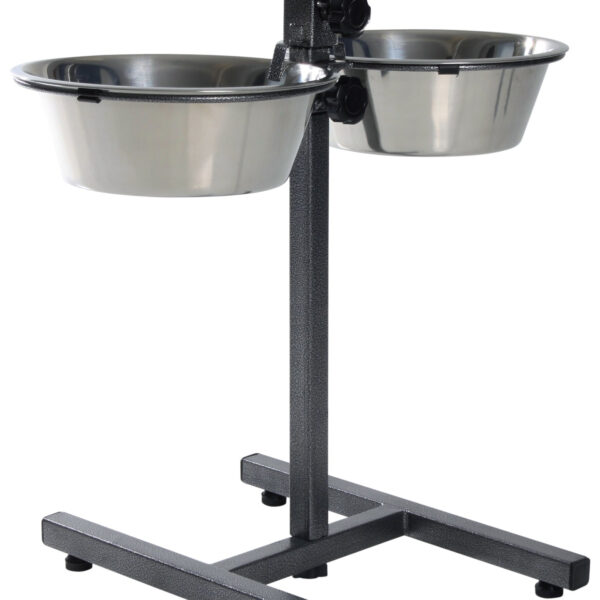 Stativ Reglabil cu 2 Castroane Inox Trixie, 2.8 l, Suport Ajustabil