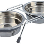 Set 2 Boluri Inox cu Suport Metalic Trixie - 0.45 l, Anti-Alunecare