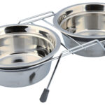 Set 2 Boluri Inox cu Suport Metalic Trixie - Antialunecare, 0.9L