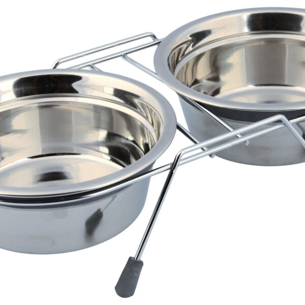 Set 2 Boluri Inox cu Suport Metalic Trixie - Antialunecare, 0.9L