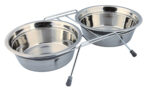 Set 2 Castroane Inox Trixie cu Suport Metalic și Bază Anti-Alunecare