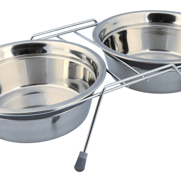Set 2 Castroane Inox Trixie cu Suport Metalic și Bază Anti-Alunecare