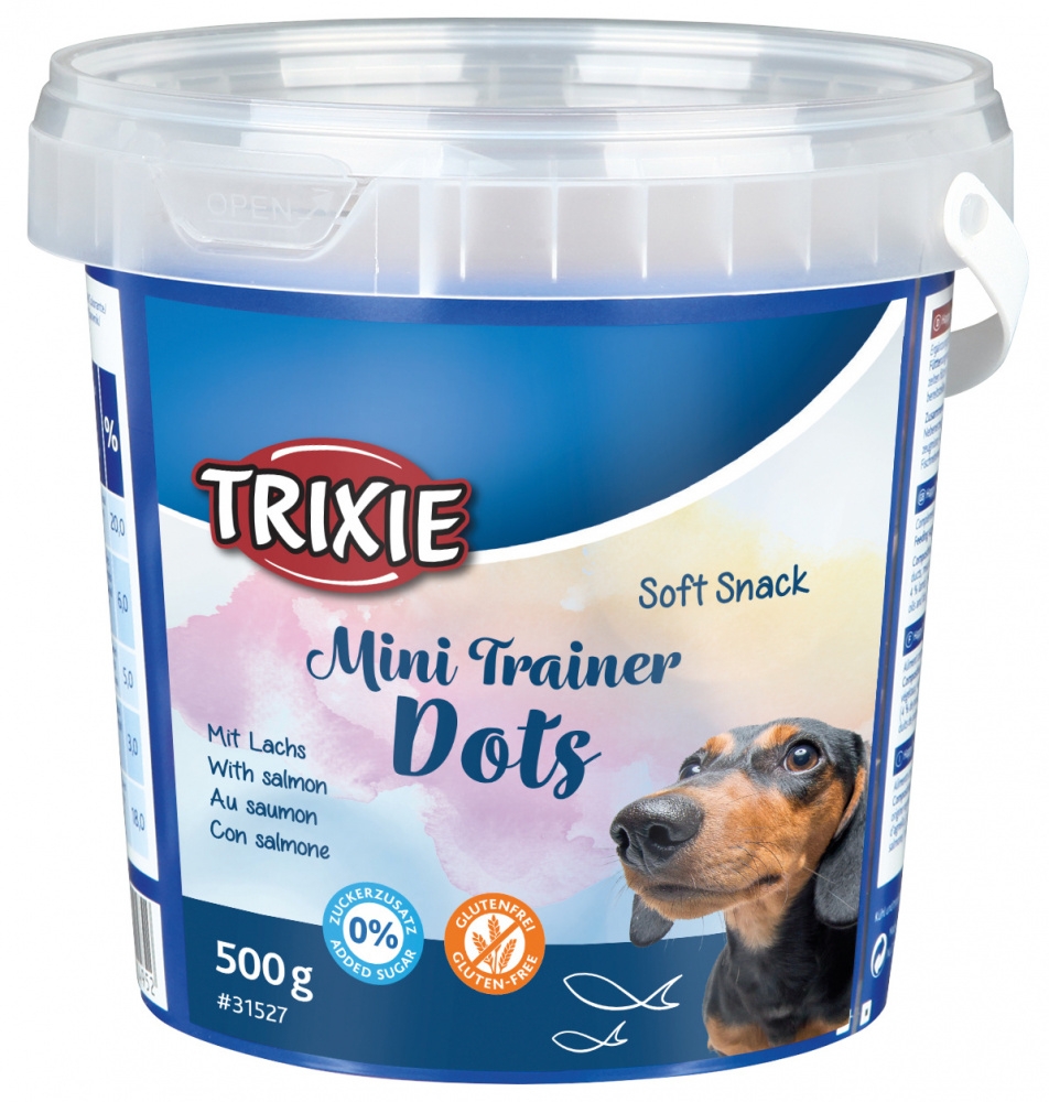 Recompense Trixie pentru câini cu somon - Mini Trainer Dots, 500 g Recompense Trixie pentru câini cu somon - Mini Trainer Dots, 500 g