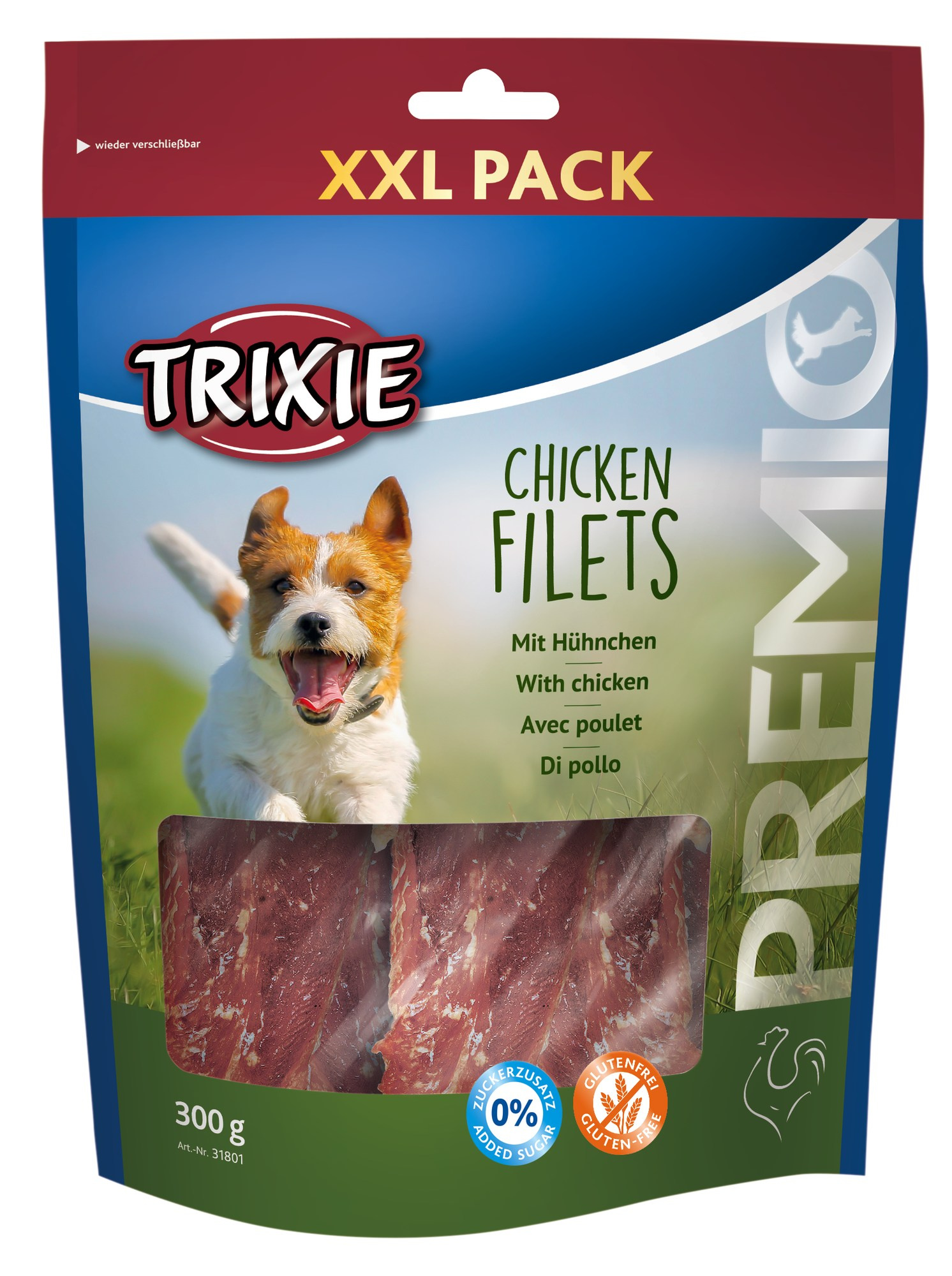 Recompense Trixie pentru câini - Fileuri XXL cu pui, 300 g Recompense Trixie pentru câini - Fileuri XXL cu pui, 300 g