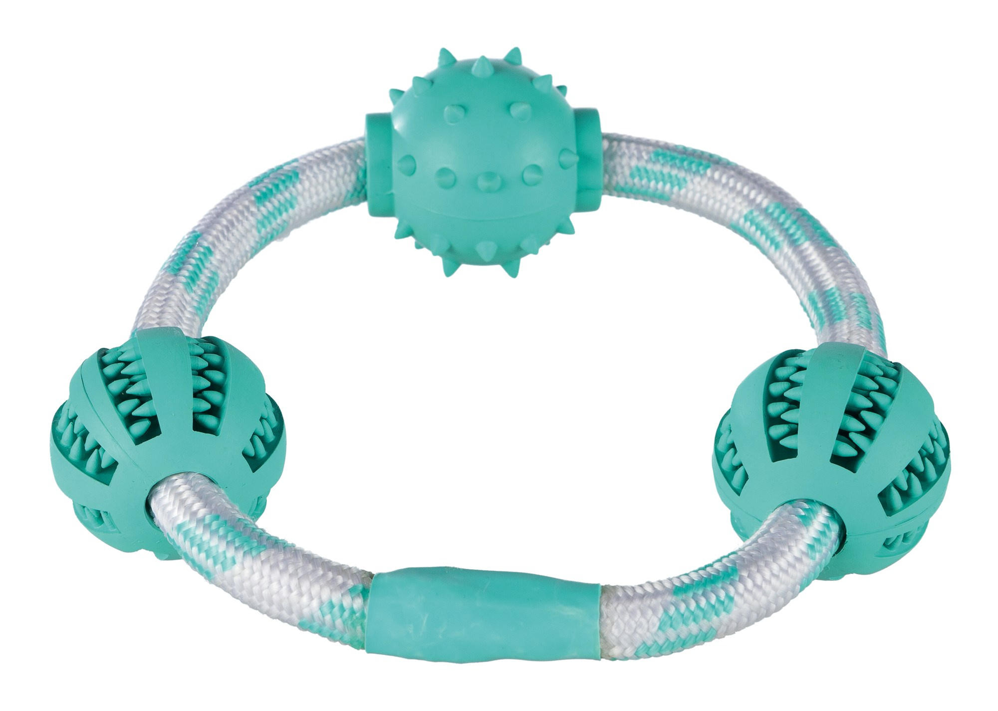Inel cu Mingi din Cauciuc pentru Câini, Aromă de Mentă, 20 cm - Trixie Inel cu Mingi din Cauciuc pentru Câini, Aromă de Mentă, 20 cm - Trixie