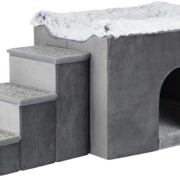 Culcus Trixie Harvey cu Trepte, 135x47x50 cm, Gri/Alb/Negru