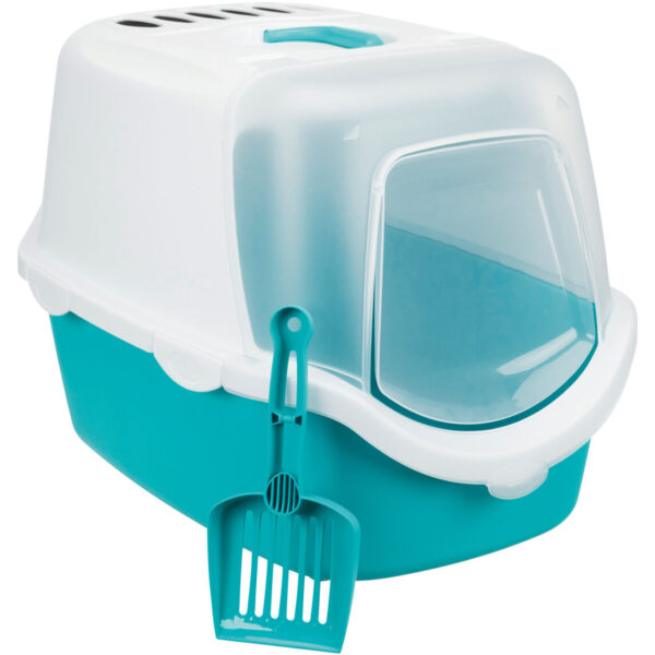 BW(-20%) Litiera Vico Open Top, Cu Capac Si Lopatica, 40x40x56 cm, Turcoaz/Alb, 40345