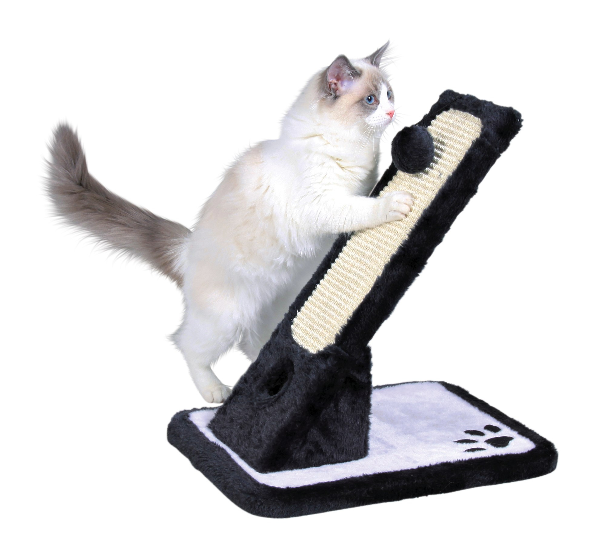 Sisal pentru pisici Trixie cu suport și jucării, 30x40 cm, Negru/Bej Sisal pentru pisici Trixie cu suport și jucării, 30x40 cm, Negru/Bej
